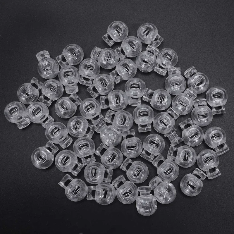 200 Stuks Doorzichtig Plastic 5Mm Één Gat Koord Stoppers Koord Slot Koord