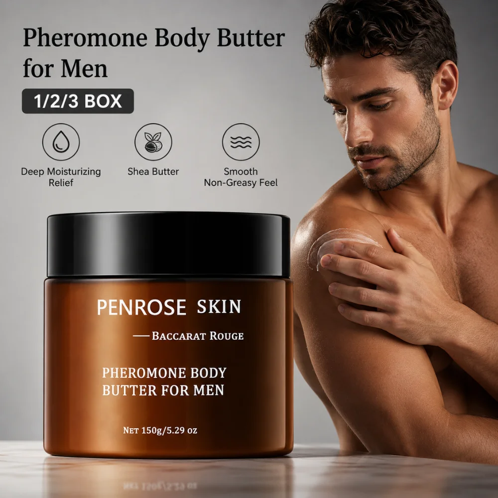 150g Men's Pheromone Body Butter with Shea Butter Glycerin Deep Hydrating Non Greasy Moisturizer Long Lasting Fragrance Care