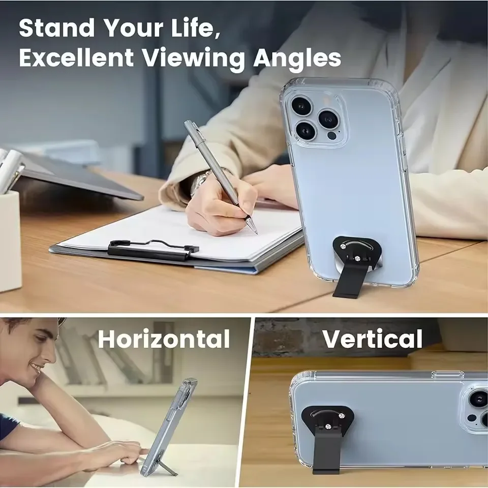 Stainless Steel Rotatable Cellphone Support Kickstand Adhesive Folding Phone Holder Bracket for IPad IPhone Invisible Stands view 5