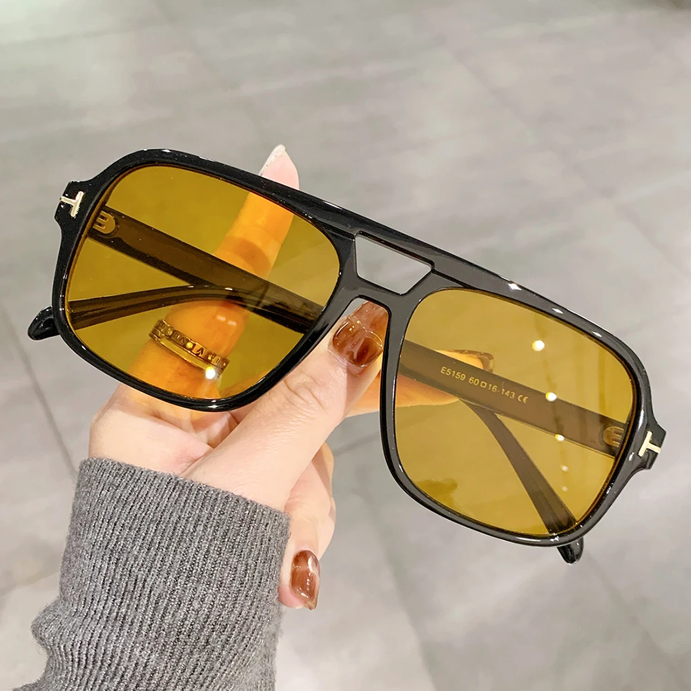 Kachawoo occhiali da sole quadrati per uomo big frame double bridge occhiali da sole retrò modello di decorazione per donna verde nero drop shipping