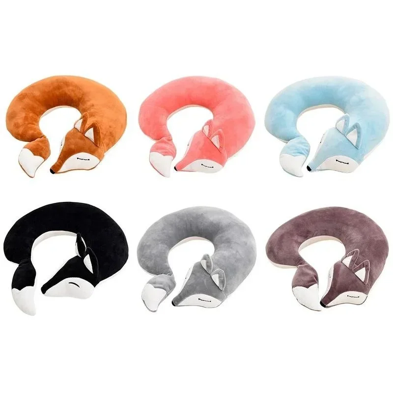 2026 New Portable U-Shaped Travel Neck Pillow Cute Fox Design Office Nap Support Pillow Home Living Room Sleeping Supplies