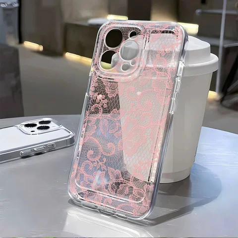 Белый и розовый кружевной чехол с цветочным узором для Samsung Galaxy A12 A13 A22 A23 A32 A33 A50 A52 A53 A22 A72 A73, прозрачный чехол