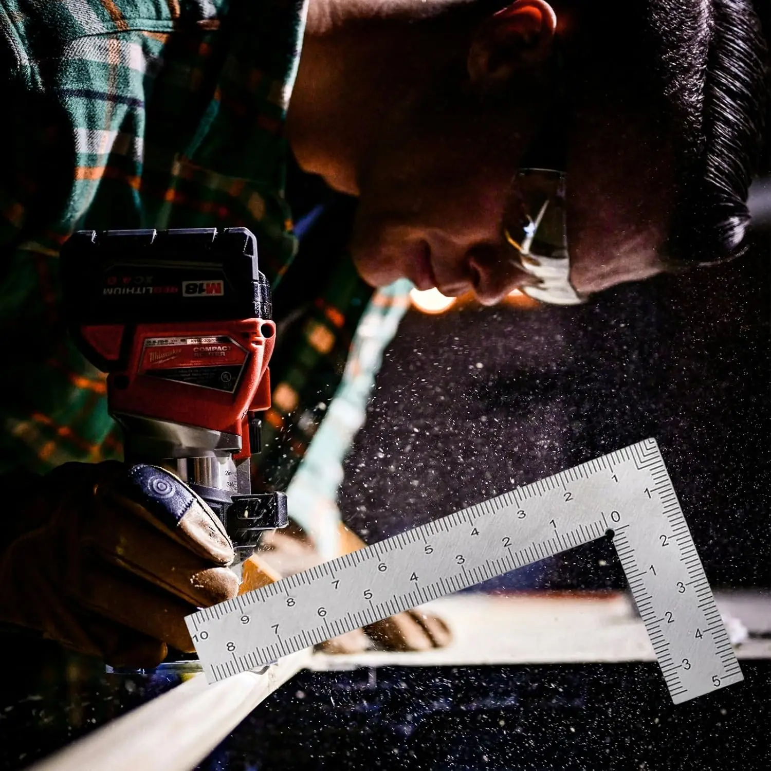 Stainless Steel L-Shaped Ruler + A5 Cutting Mat – 2 inch by 4 inch Ruler, Christmas gift set, Tool for Engineers & Carpenters