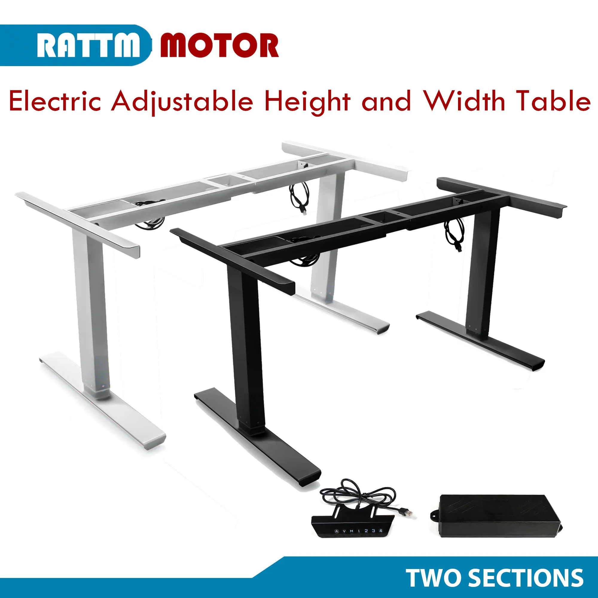 【EU】Adjustable Standing Desk Electric Lifting Table Dual Motors 2/3-Stages Electric Standing Frame Desk Stand for Office Study