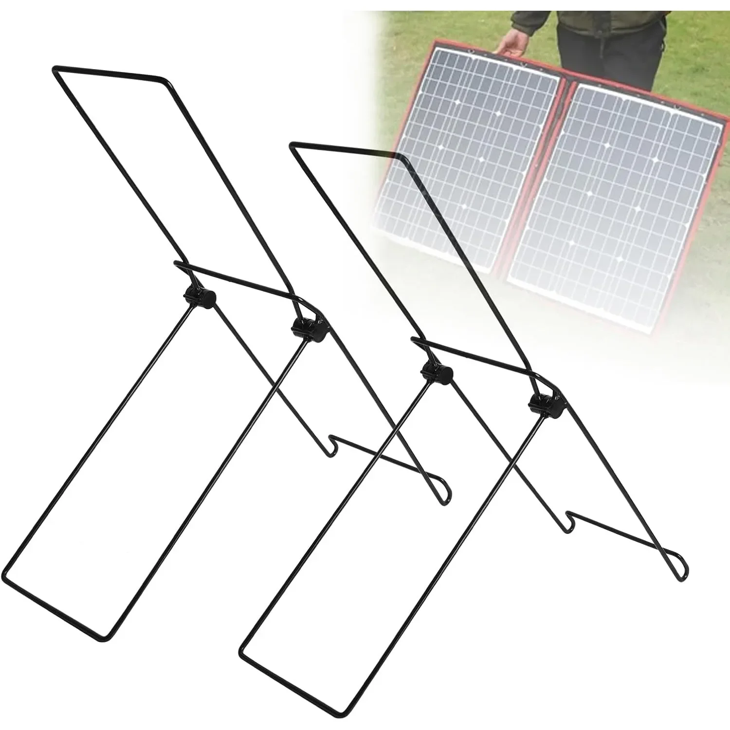 Garten-Solarpanel-Ständer, 2er-Pack, Solarpanel-Halter, Stahlpanel, mobiles Rack, faltbare Solarpanel-Unterstützung, leichte Halterung