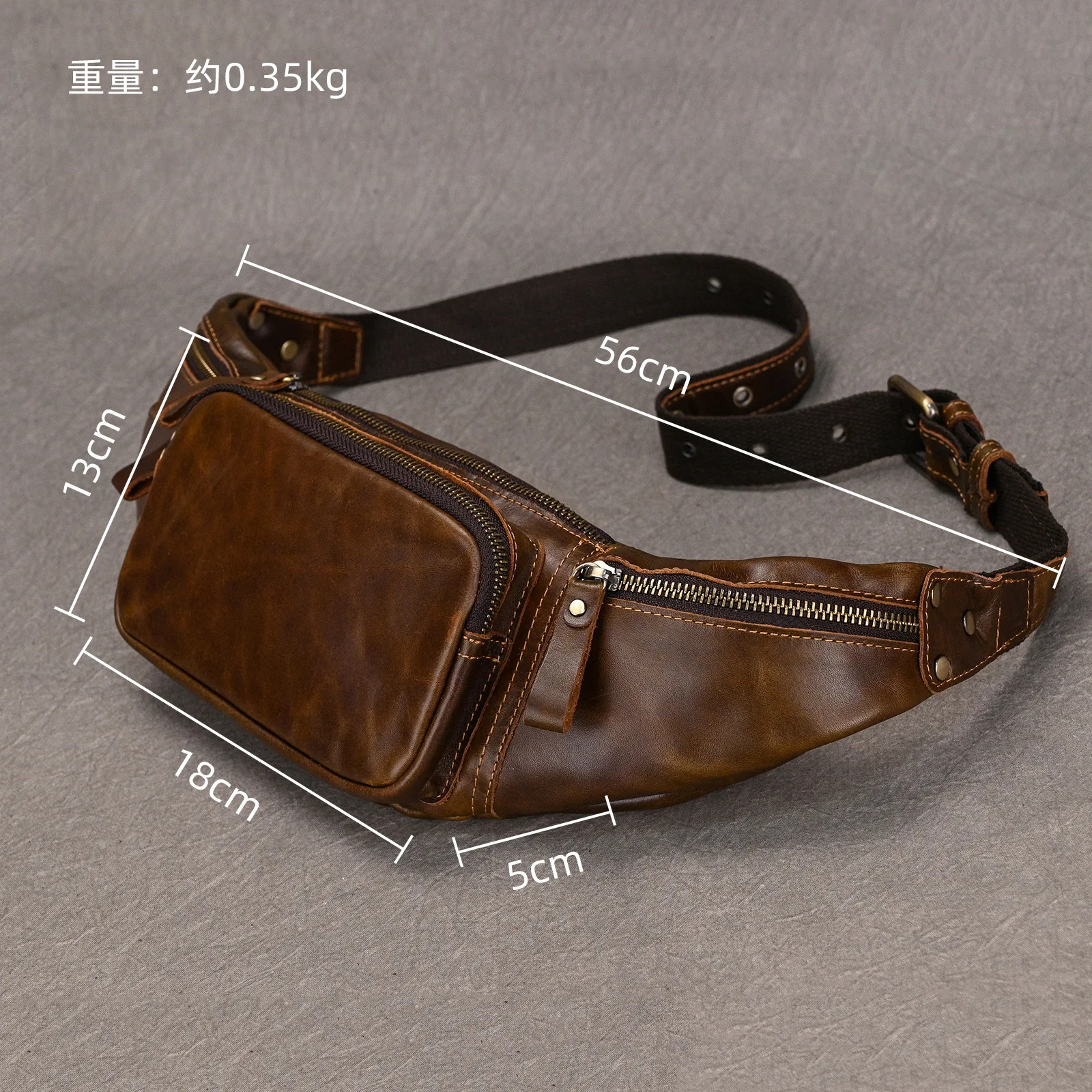 Multifunctional Genuine Leather Waist Bag Vintage Cow Leather Chest Packs Men Small Boys Single Shoulder Bag - Image 3