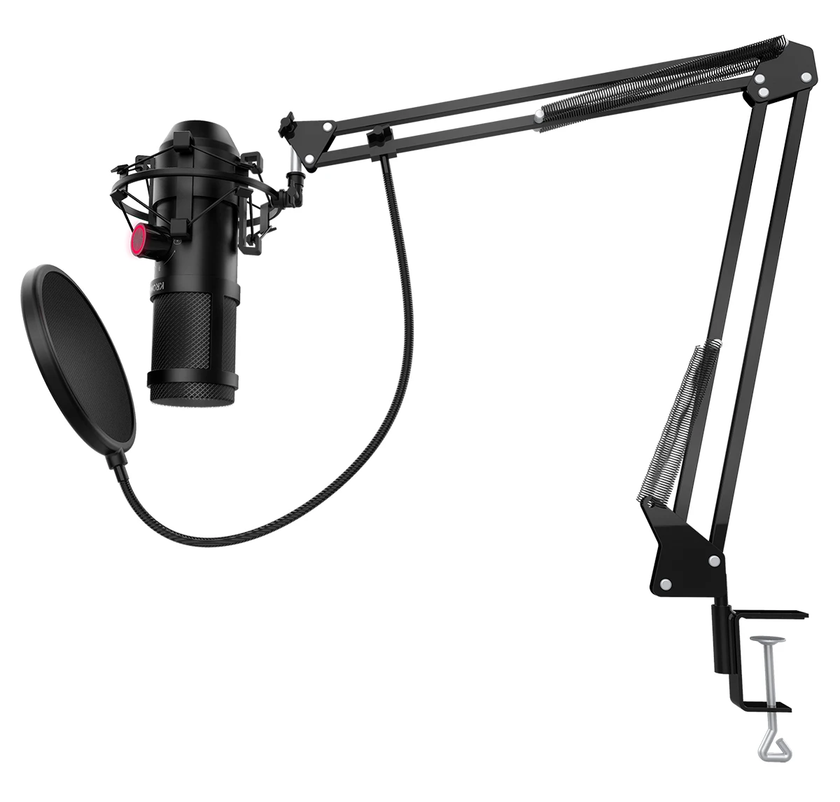 Krom Kapsule-Streaming Microfoon Kit, Unidirectionele Met Twee Capsule Condensatoren, 3.5Mm Audio, anti-Shock Mount En Pop Filter, Windows En Macos