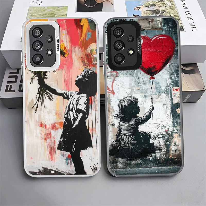 B-Banksy Art Graffiti Artist Shockproof Phone Case for Samsung A17 A16 A15 A14 A37 A57 A36 A56 A26 A35 A55 A25 A34 A54 A24 A13 A