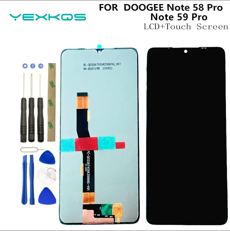 Nouveau numériseur d'origine 6.75 "pour DOOGEE Note 58/Note 59 Pro + Note 58Pro téléphone 1600x720 écran LCD avec assemblage d'écran tactile