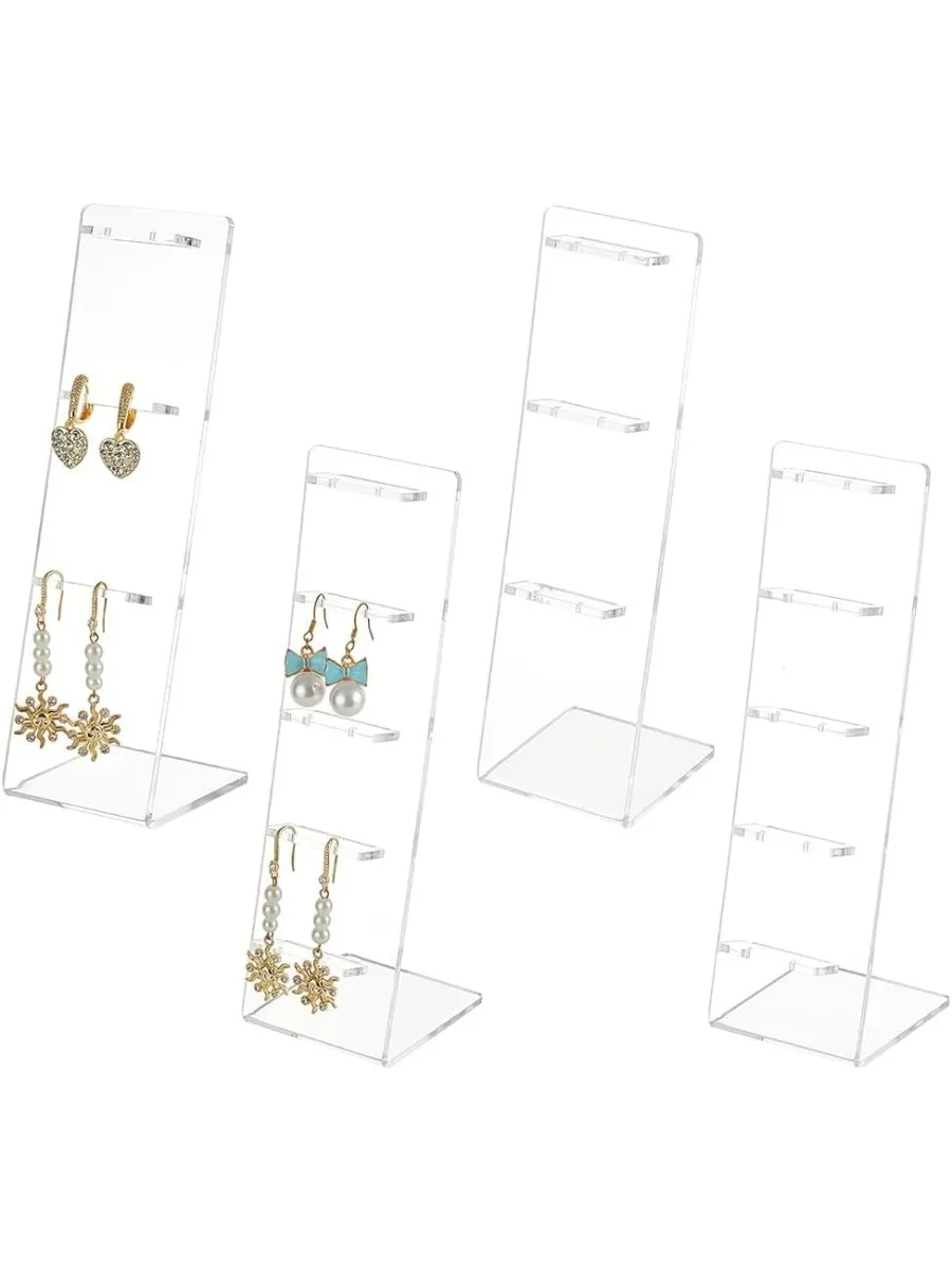 4pcs Earrings Holders Acrylic Jewelry Display Rack Stud Earring Organizer for Woman L-Shape Earrings Jewelry Show Rack Pendants