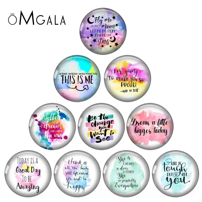 Personalized Font Motivational Phrases 10pcs 10mm 12mm 14mm 20mm 25mm Handmade Photo Glass Cabochons DIY Making Accessories