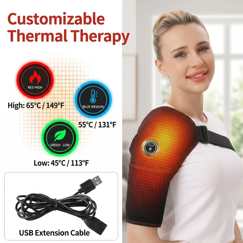 Electric Shoulder Brace with Heating Brace 3 Vibration Massage Support Belt Muscle Relaxation Relieve Fatigue Relief Pain