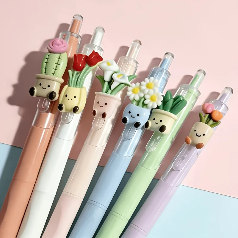 10pcs Adorable Plant-Themed Gel Pens and Refills,Retractable Click-Type Ballpoint Pens Quick-Dry Pens,Office Writing Supplies.