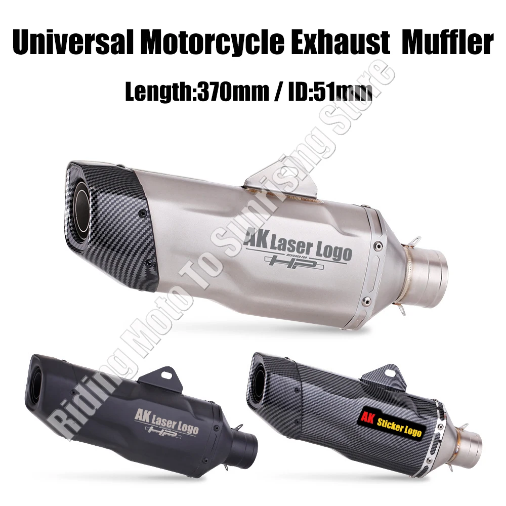 Universal 51MM Motorcycle AK SC Exhaust Muffler Escape For NINJA400 GSX250R GSXR600 750 CBR300 CB400F F650GS F750 R3 R15 R25 Etc