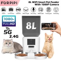 8L Automatic Cat Feeder With 1080p Camera Video WiFi Cat Food Dispenser Pet Smart Voice Recorder Remote Control Pet Auto Feeder