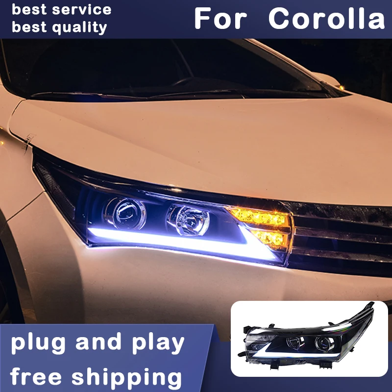 Car Styling Headlights for Toyota Corolla LED Headlight 2014-2016 Head Lamp DRL Signal Projector Lens angel eyes Automotive