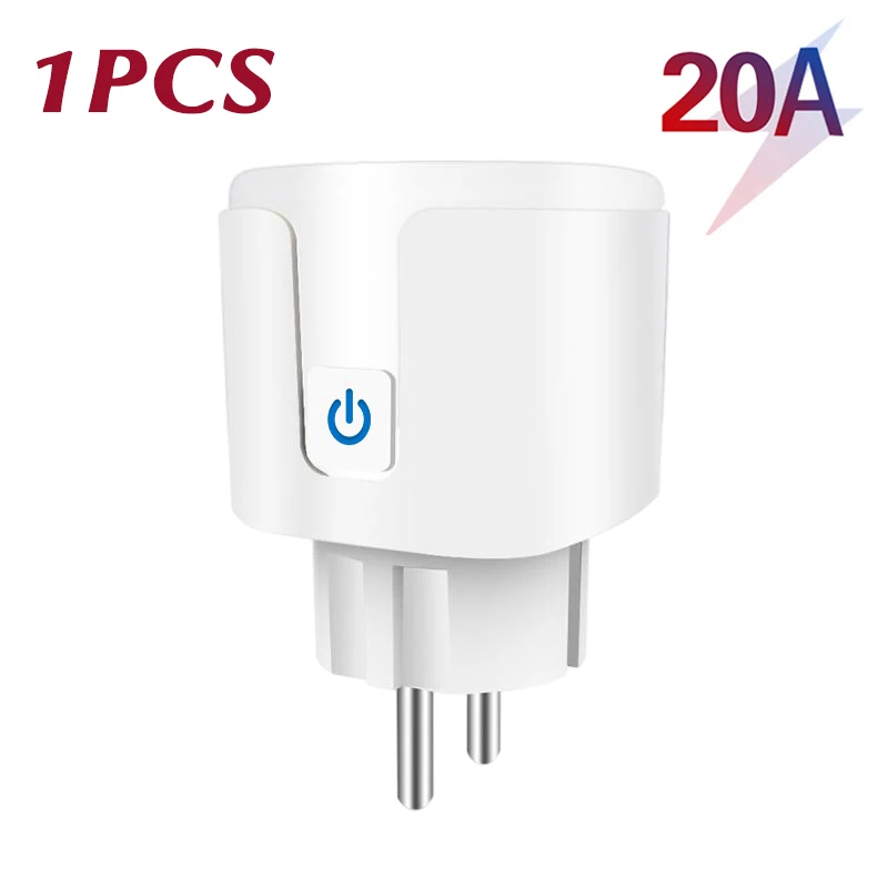 Wifi Smart Plug EU 16/20A met energiemonitorfunctie, draadloze app en spraakbesturing, werkt met Tuya app en Google Home