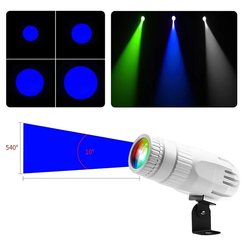 Pinspot luz para bola de discoteca 15w rgbw 4 em 1 espelho bola luz com controle remoto para festas dj discoteca clube plugue da ue