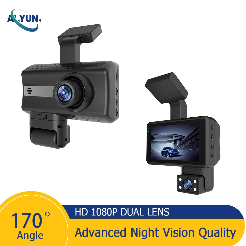 

3inch Dash Cam1080P HD Car DVR Driving Recorder Dashboard Camera Front Inside Dual Lens Loop Recording 170°Wide Angle Black Box