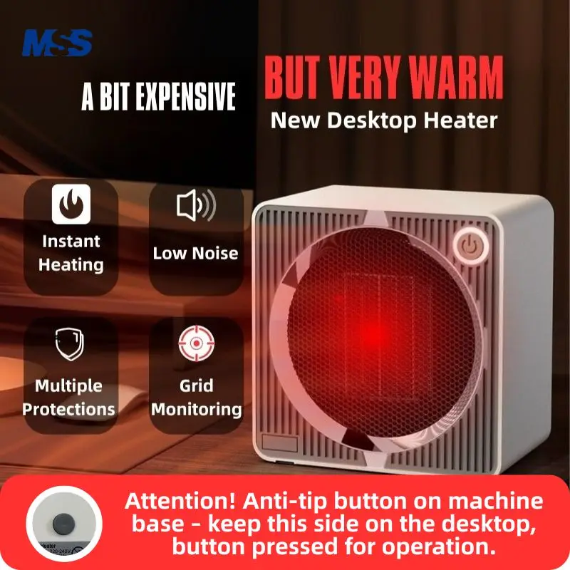 

Портативный электрический обогреватель MSS для домашнего стола - керамический нагрев PTC, интеллектуальный вентилятор теплого горячего воздуха, необходимый для зимы, вилка стандарта ЕС/США/Великобритании