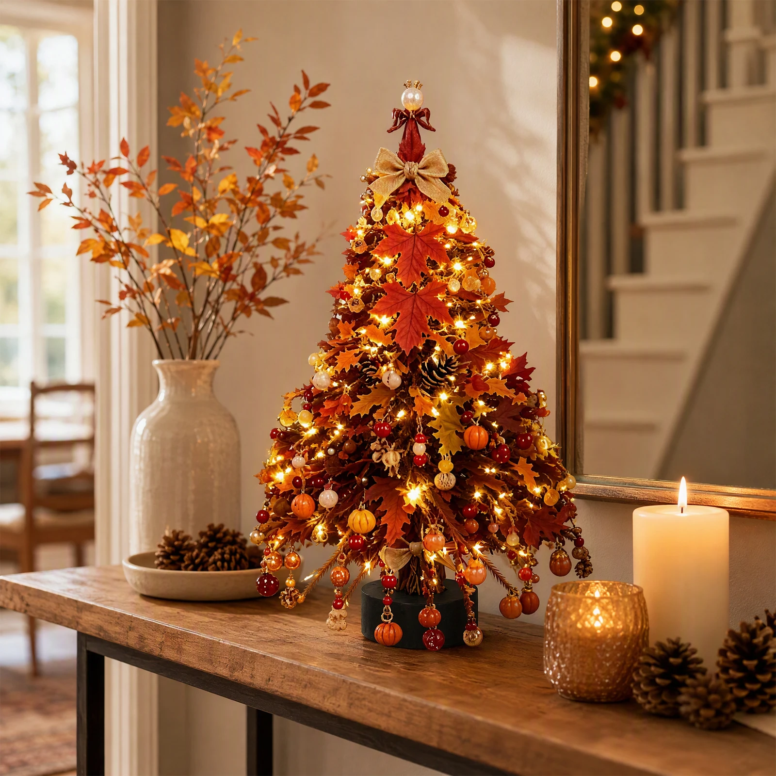 DIY Bead Christmas Tree Kit with LED String Lights Holiday Handmade Craft Decoration Project