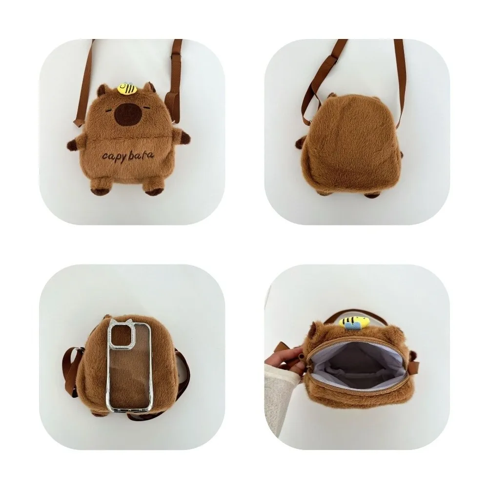 جديد الكرتون كابيبارا حقيبة الهاتف Crossbody سعة كبيرة سستة حقيبة كتف مع حزام قابل للتعديل حقيبة تخزين للأطفال