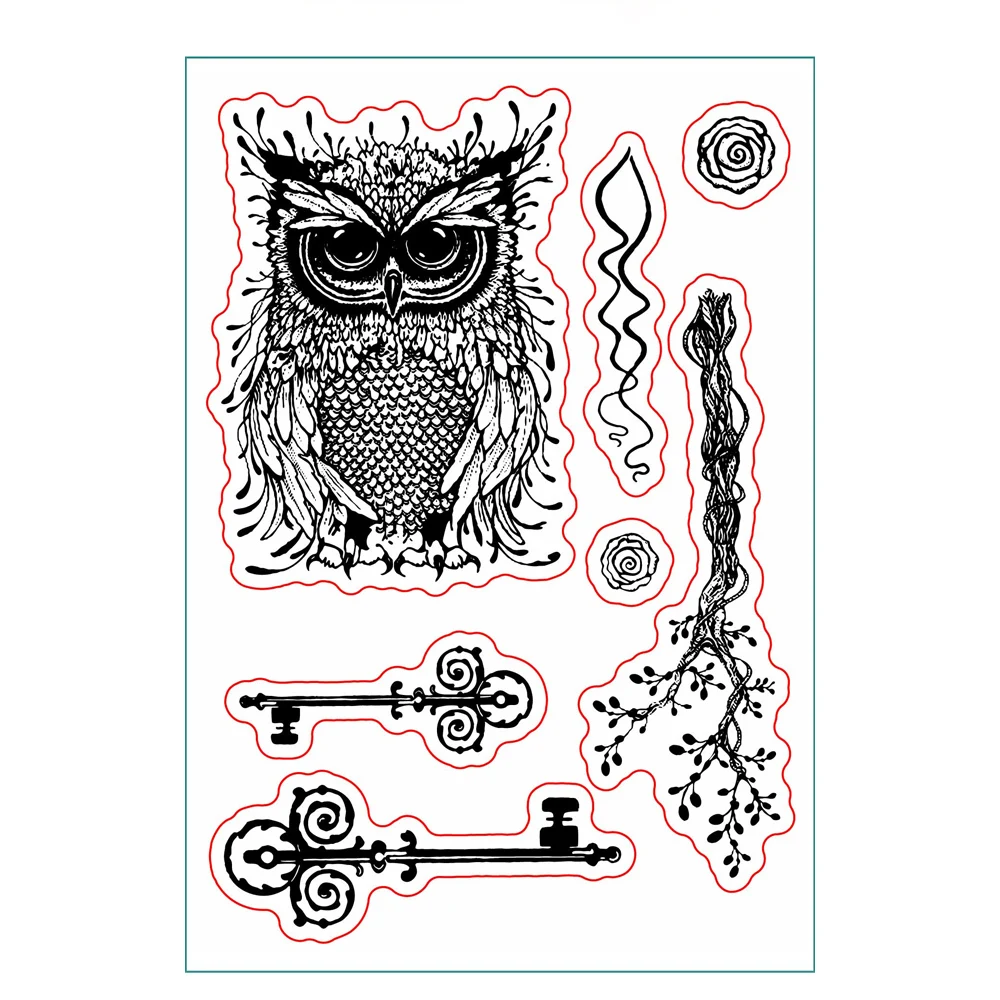 

Owls and Plants Transparent Stamps for DIY Craft Making Greeting Card Scrapbooking Photo Album Decor Sheets Rubber Seal Stamp