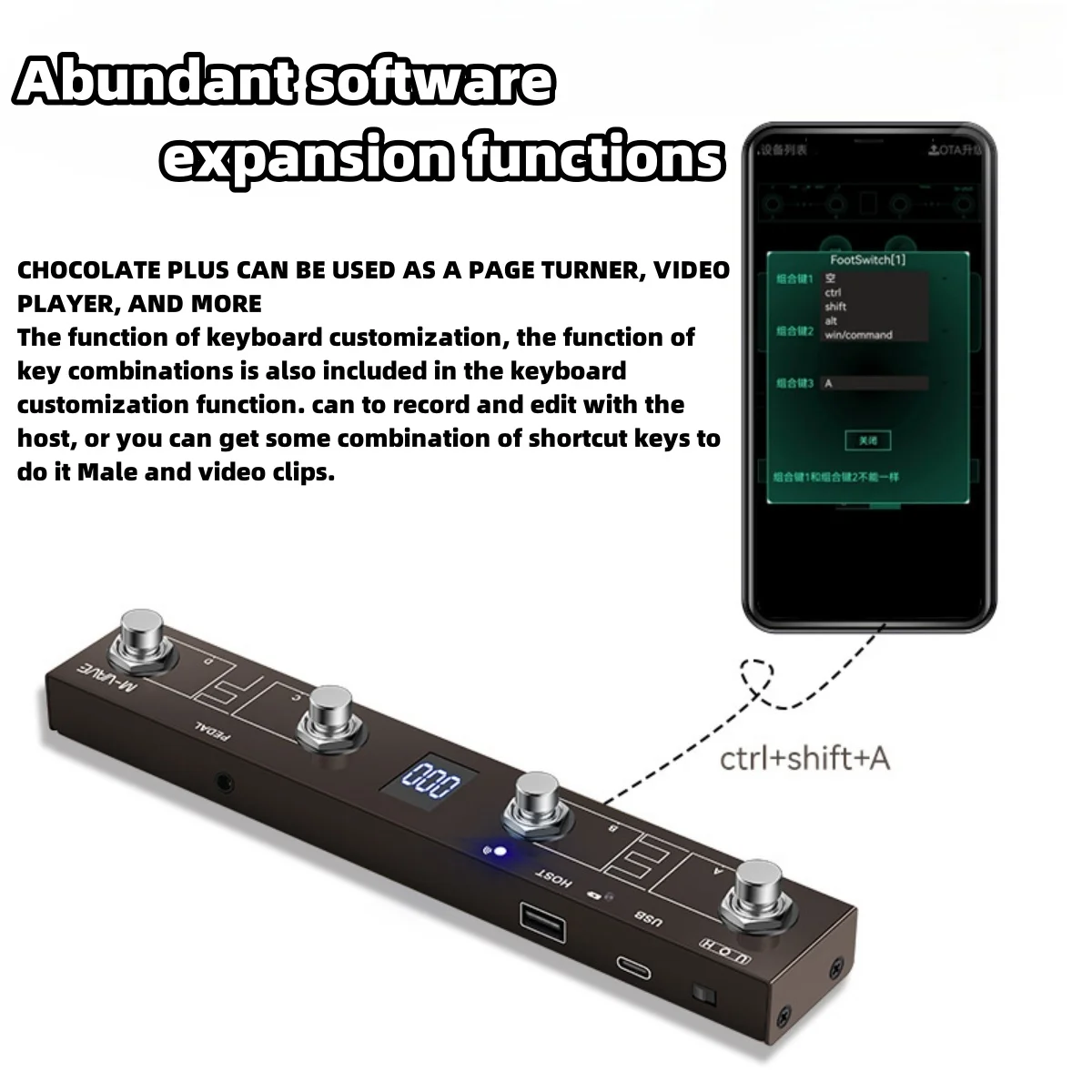 M-VAVE Chocolate Plus Wireless MIDI Controller Pedal | Bluetooth/USB Dual Mode | Sustain/Expression Control | DAW Compatible