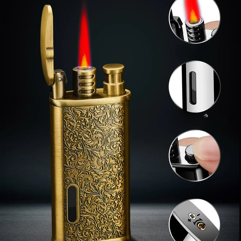 Metal carving Turbo Jet Lighter Compact Butane Torch Cigarette  Lighter Kerosene Gas 1300 C Windproof Petrol Lighter Smoker