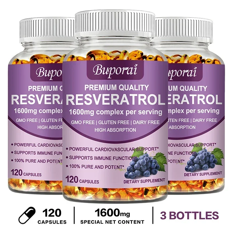 Resveratrol Capsules - Anti-aging, Antioxidant, Skin Support, Cardiovascular Health