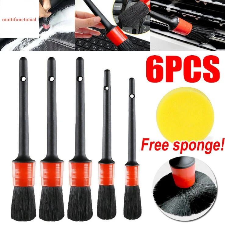 

5PCS Car Detailing Brush Set Super Soft Auto Interior Detail Brush With Synthetic Bristles Car Dash Duster Brush Accessories