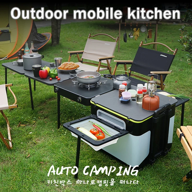 Camping Portable Folding Table Integrated Cooktop Stove Outdoor Mobile Kitchen Camping Lightweight Hiking Camp Travel equipment