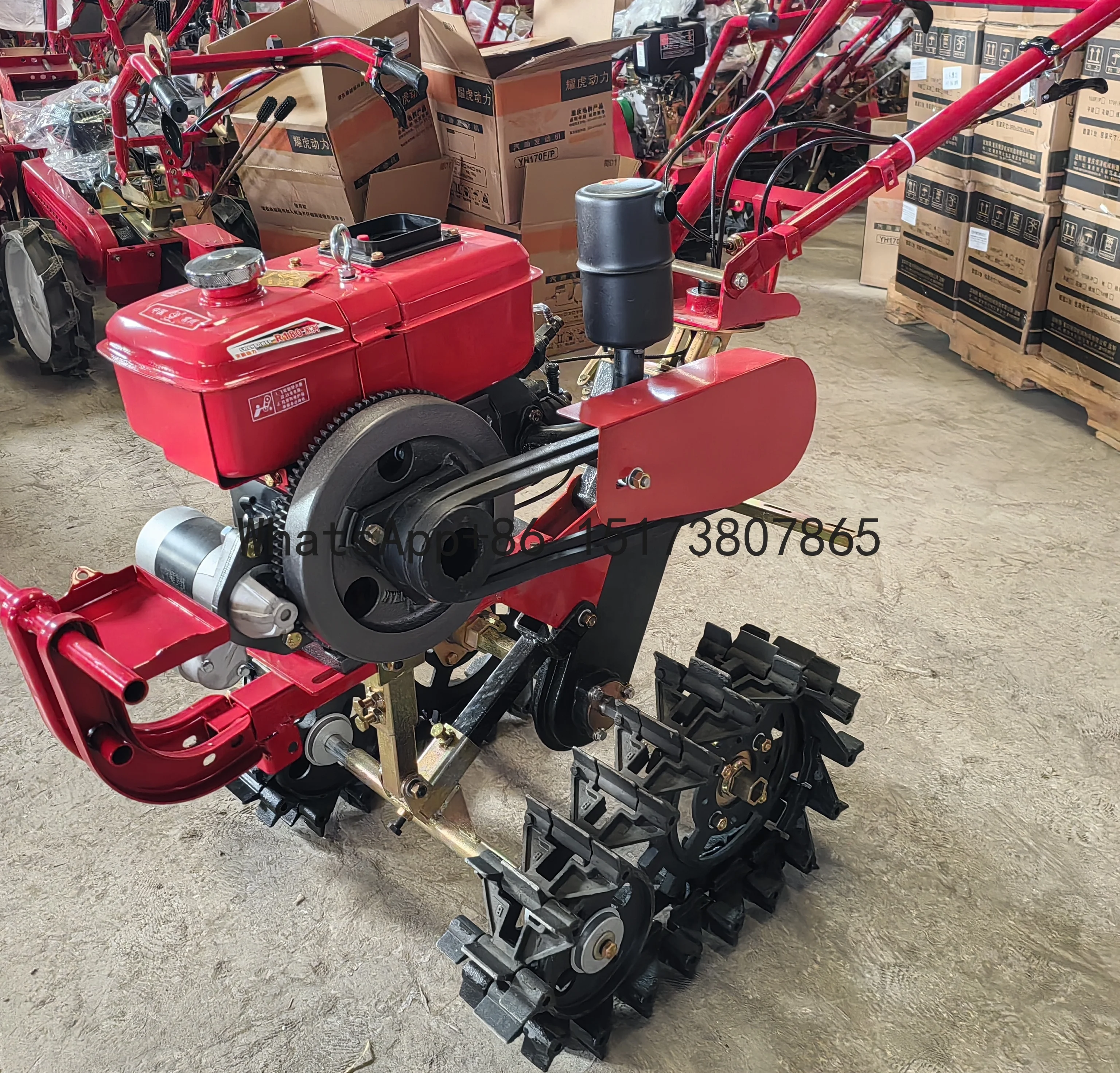 

Agriculture philippines farm 180E/9HP water-cooled diesel engine double chain track rail micro power mini tiller cultivators