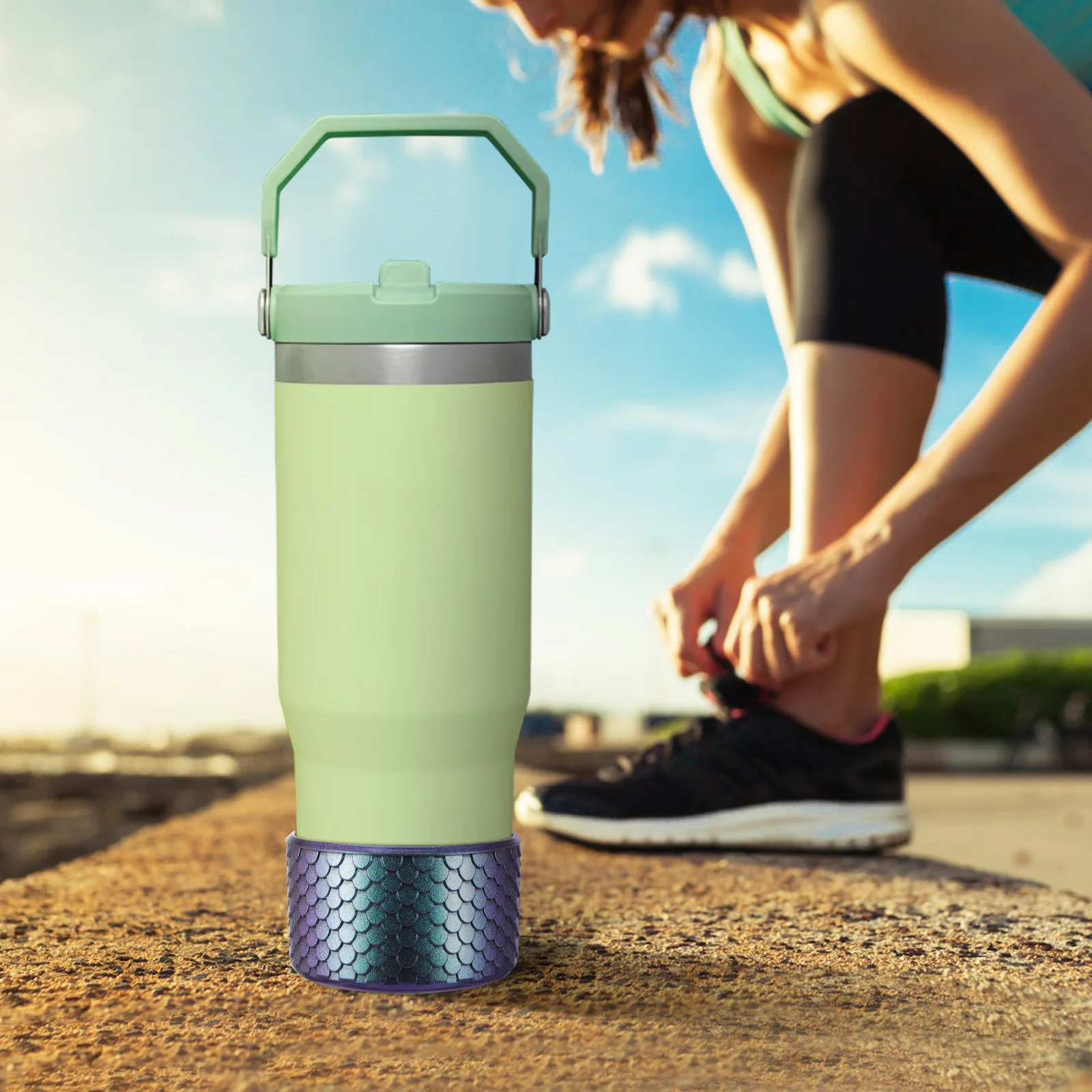 

2Pcs Silicone Cup Sleeves Fish Scale Design Reusable Tumbler Boots for 12-40 Oz Cups Beverage Insulator Holder Bottom Cover Grip