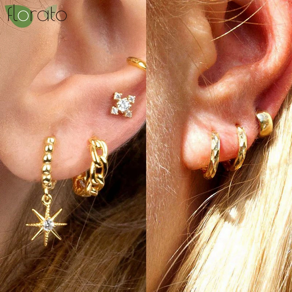925 Sterling Silver Needle Vintage Luxury Small Earrings Fashion 18K Gold Hoop Earrings for Women Trend Piercing Jewelry Aretes