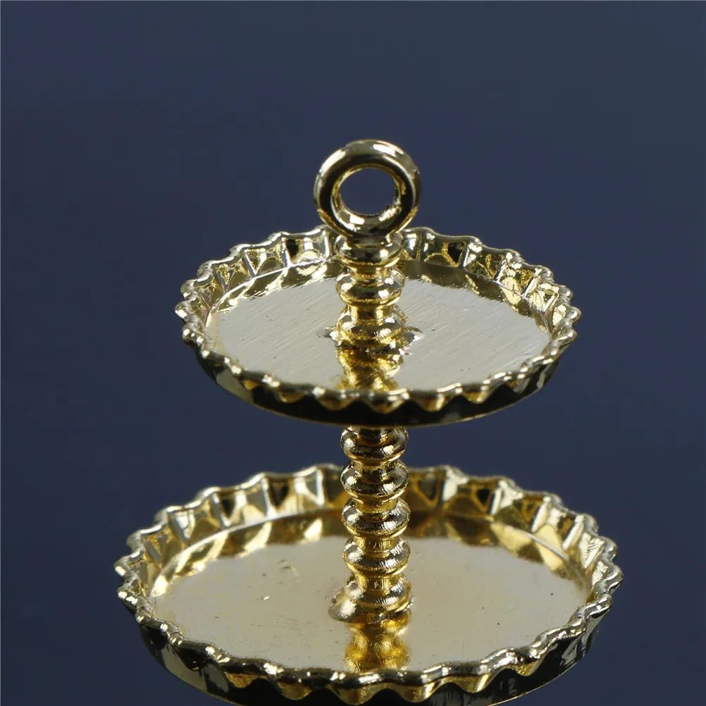 1Pc Dollhouse Miniature Three-Tier Cake Stand Model 1:12 Mini Simulation Desserts Snack Rack Doll House Decor Accessories Toy