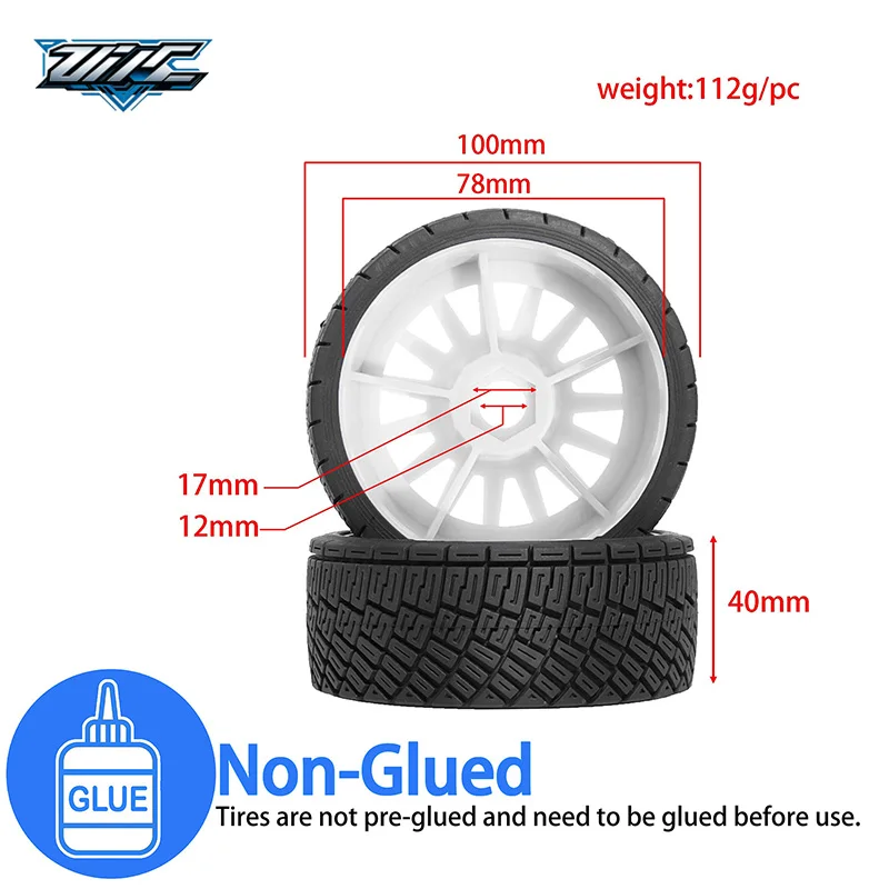1:8 Rubber Flat Rally RC Buggy Wheel Rim Tire Sets 17mm Hex Hub For Tamiya WLtoys HPI HSP ARRMA Off-Road Racing RC Hobby Car
