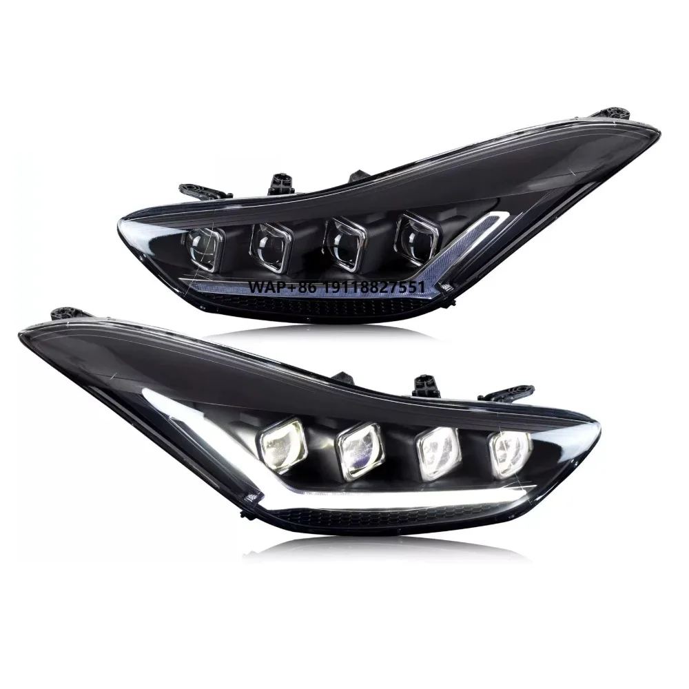 Manufacturer Car Styling LED Headlights Modified Projector DRL Red Devil Lens forElantra 2011-2016 Avante MD 2011-2016