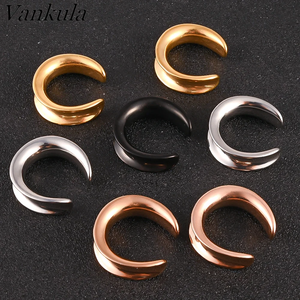 Vankula 2PCS  Ear Piercing Plugs Cool Body Jewelry Ear Statement Stainless Steel Earrings Expander Gift Saddle Plug Tunnle