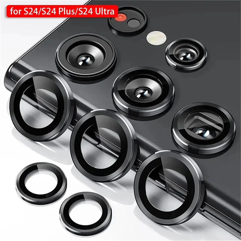 1Pcs Camera Protector Metal Ring For Samsung Galxy S24 Ultra S24+ Back Lens Protective Tempered Glass Guard Rear Case Cap