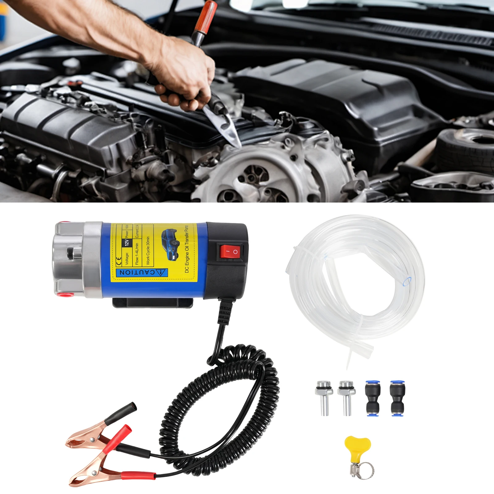 Tragbare 12-V-Getriebeölpumpe, Ölwechselpumpenmotor, Öl-Diesel-Extraktionspumpe 100 W 4 l, geeignet