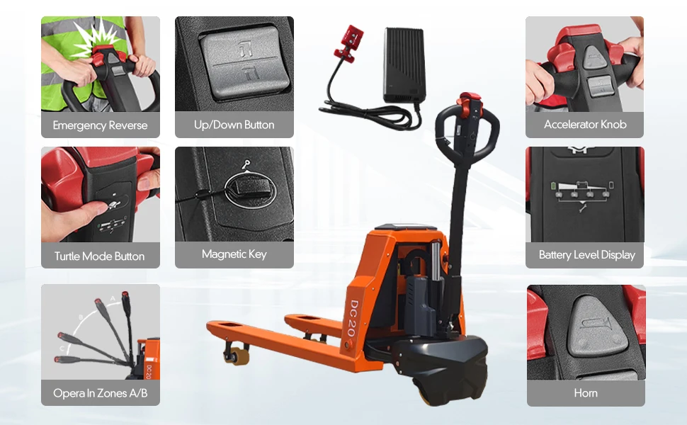 

Full 4400lb Electric Pallet Jack,48" x 27" Fork Size Pallet Trucks with 48V Lithium Battery for Narrow Space