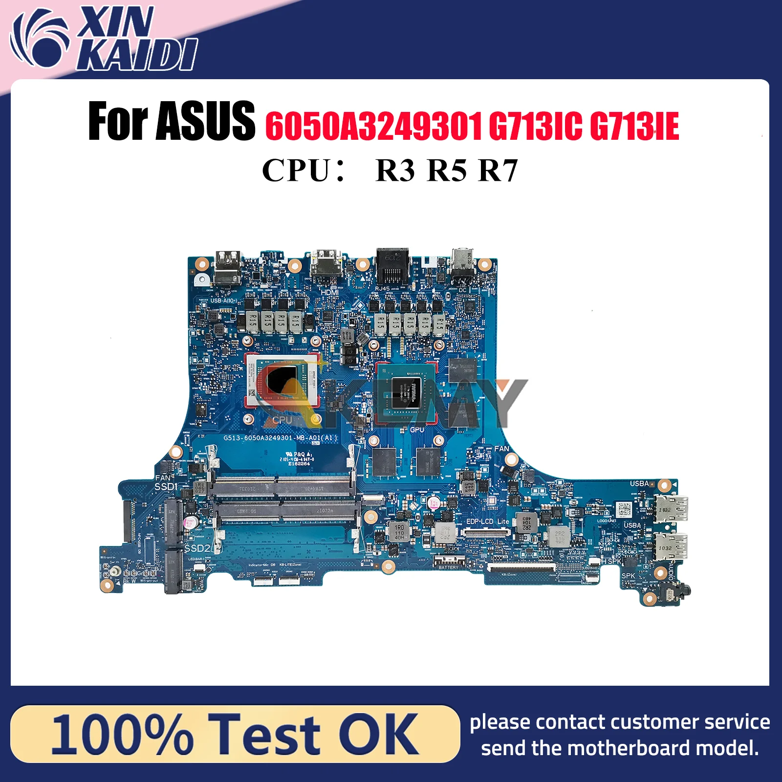 

6050A3249301 Laptop Motherboard For ASUS ROG Strix G15 G713IE G713IH G513I G713IC Mainboard With R3 R5 R7 CPU tests OK fast ship
