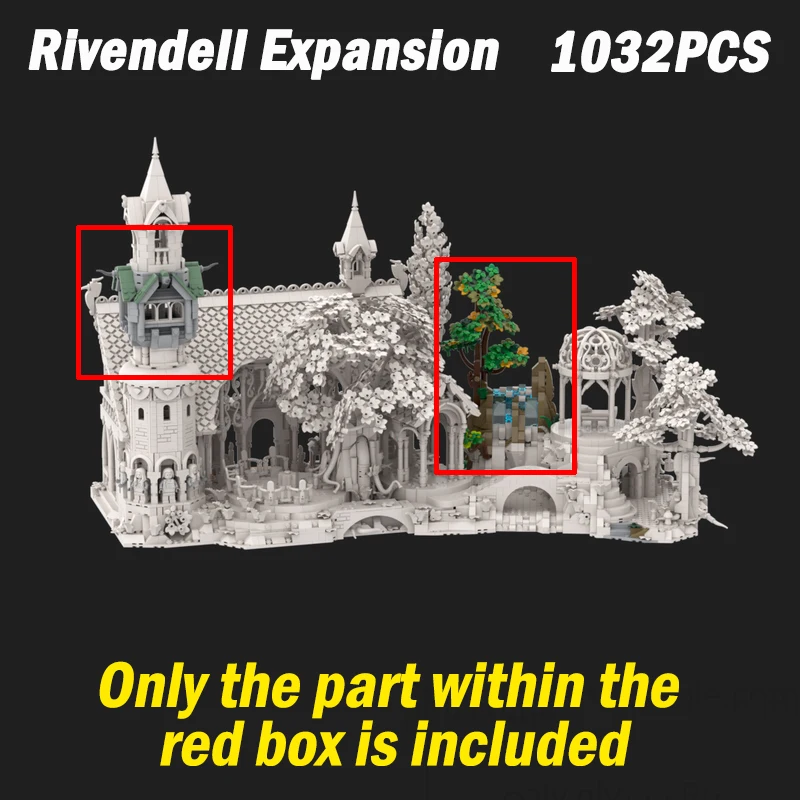 MOC-234524 1027 قطعة Rivendell توسيع الخيال فيلم القلعة نموذج اللبنات الأولاد اللعب عيد الميلاد هدية عيد ميلاد الكبار