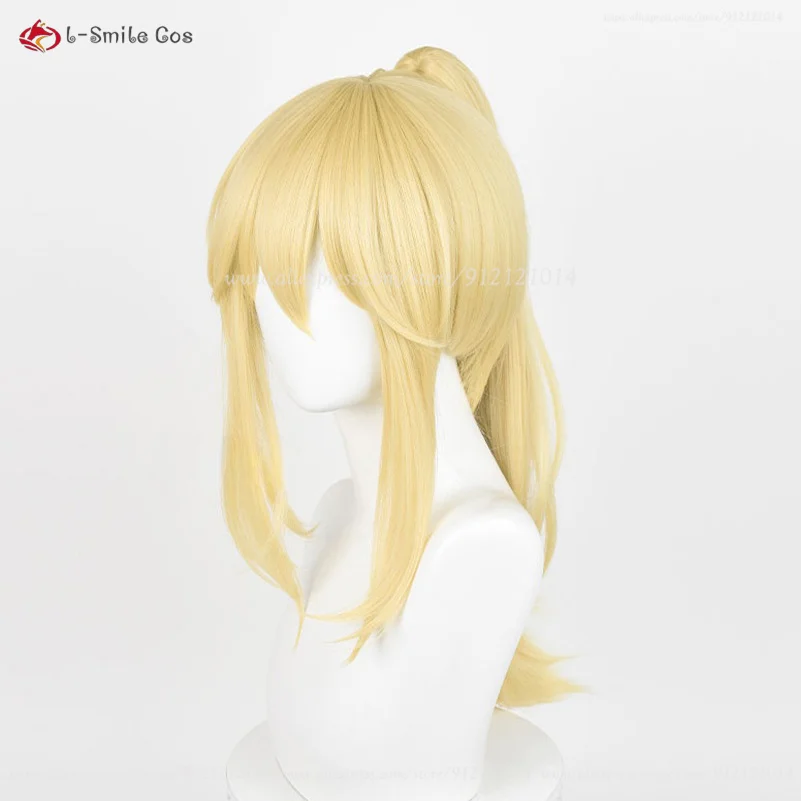 Peruca Cosplay Anime Ellie com rabo de cavalo feminino, peruca amarela dourada, resistente ao calor, cabelo sintético, Eli Ayase, boné, 75cm