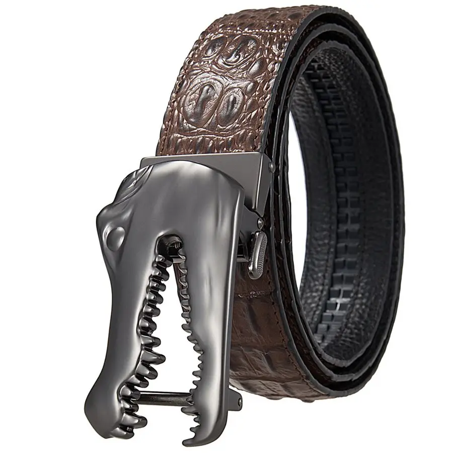 Men's Belt Ratchet Leather Dress Belt with Automatic Buckle Male Waistband WidthL3.5cm Length:105-125cm Black\Cofffee