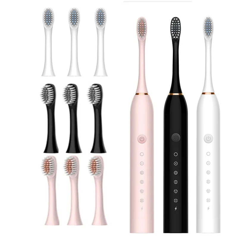 Adult Sonic Electric Toothbrush Ultrasonic Automatic USB Rechargeable IPX7 Waterproof Toothbrush Replaceable Tooth Brush Head