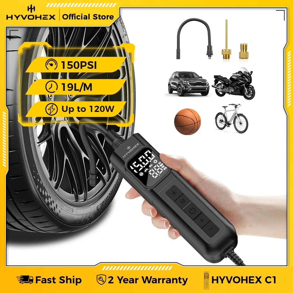 

HYVOHEX C1 портативный проводной воздушный компрессор 100% рабочий цикл быстрая накачка насос для накачивания шин для автомобиля мотоцикла велосипеда
