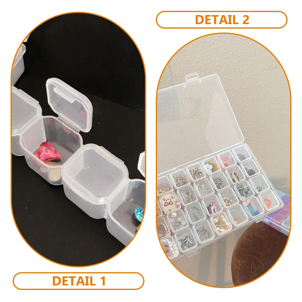 

Clear Plastic Storage Case with Multiple Grids 50 Slot Organizer Box for Beads Rhinestones Nail Charms Earrings DIY Jewelry Kit