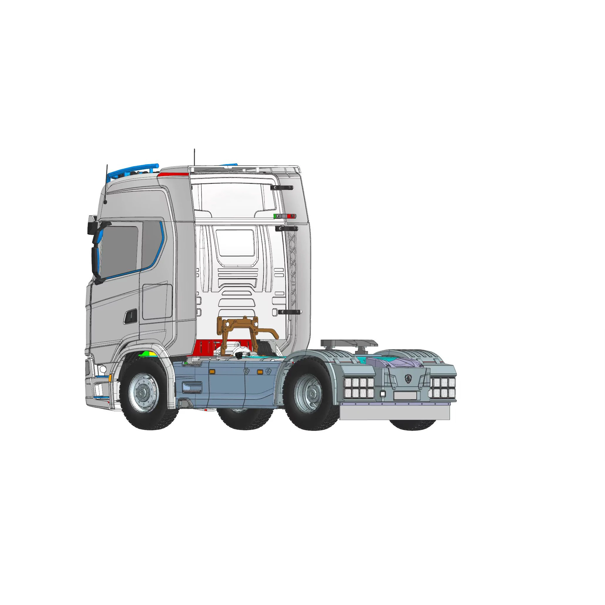 KIT de parachoques trasero de lámpara de luz trasera de simulación LED para camión Tamiya RC 1/14, remolque, volquete, coche Scania 770S, camión europeo, piezas de juguete Diy